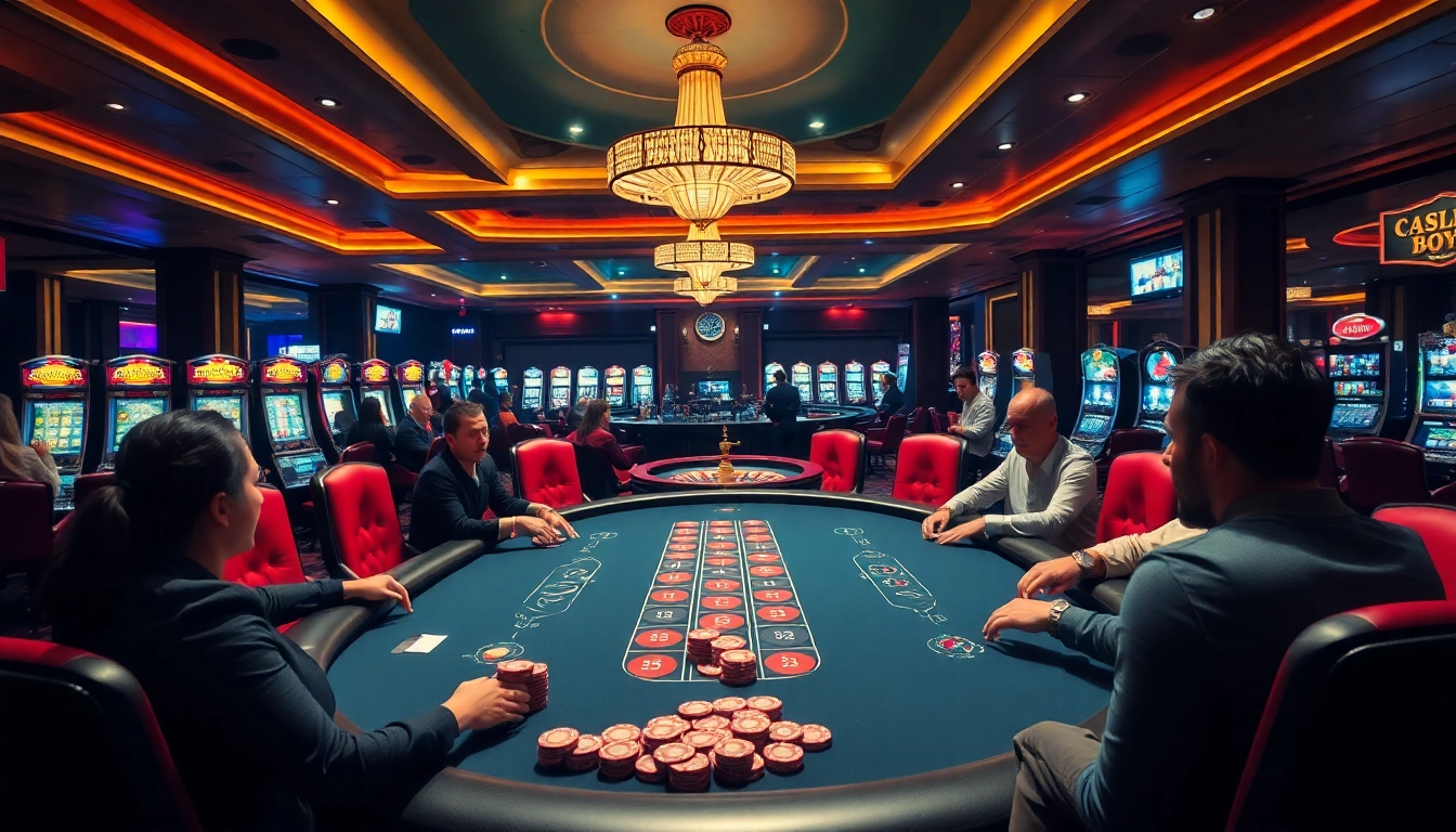 Découvrez l'adrénaline au meilleur casino en ligne avec des joueurs engagés autour d'une table de poker élégante.