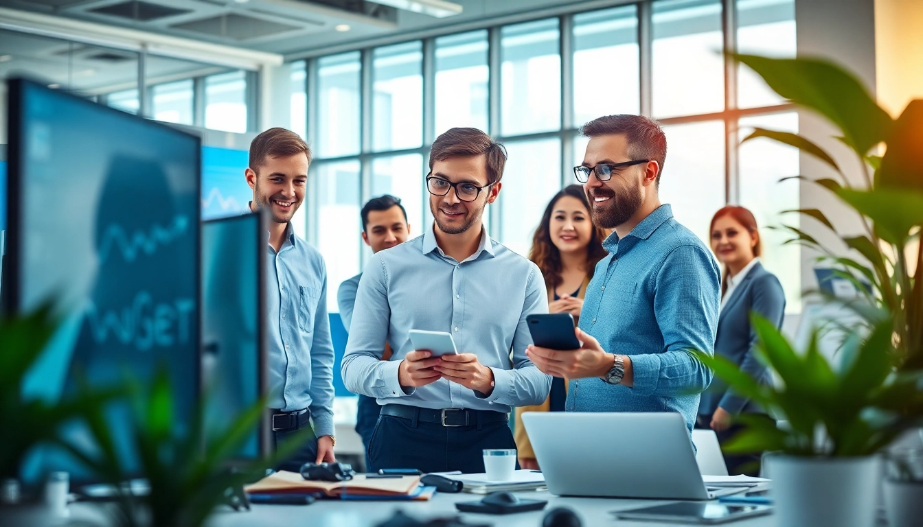 Generate strategic insights with https://www.fire85.com in a vibrant office setting, showcasing teamwork and data analytics.