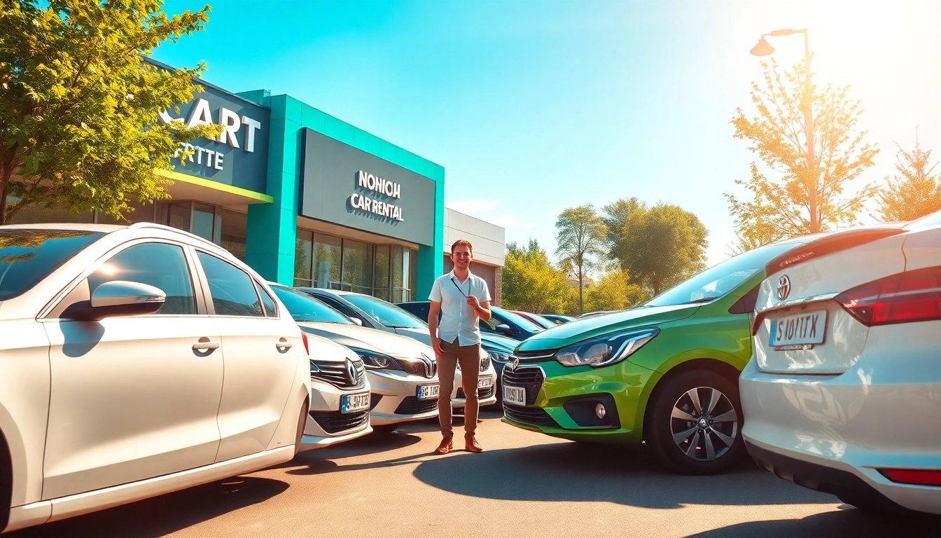 Rent a car Chisinau with a variety of cars in a vibrant rental scene.