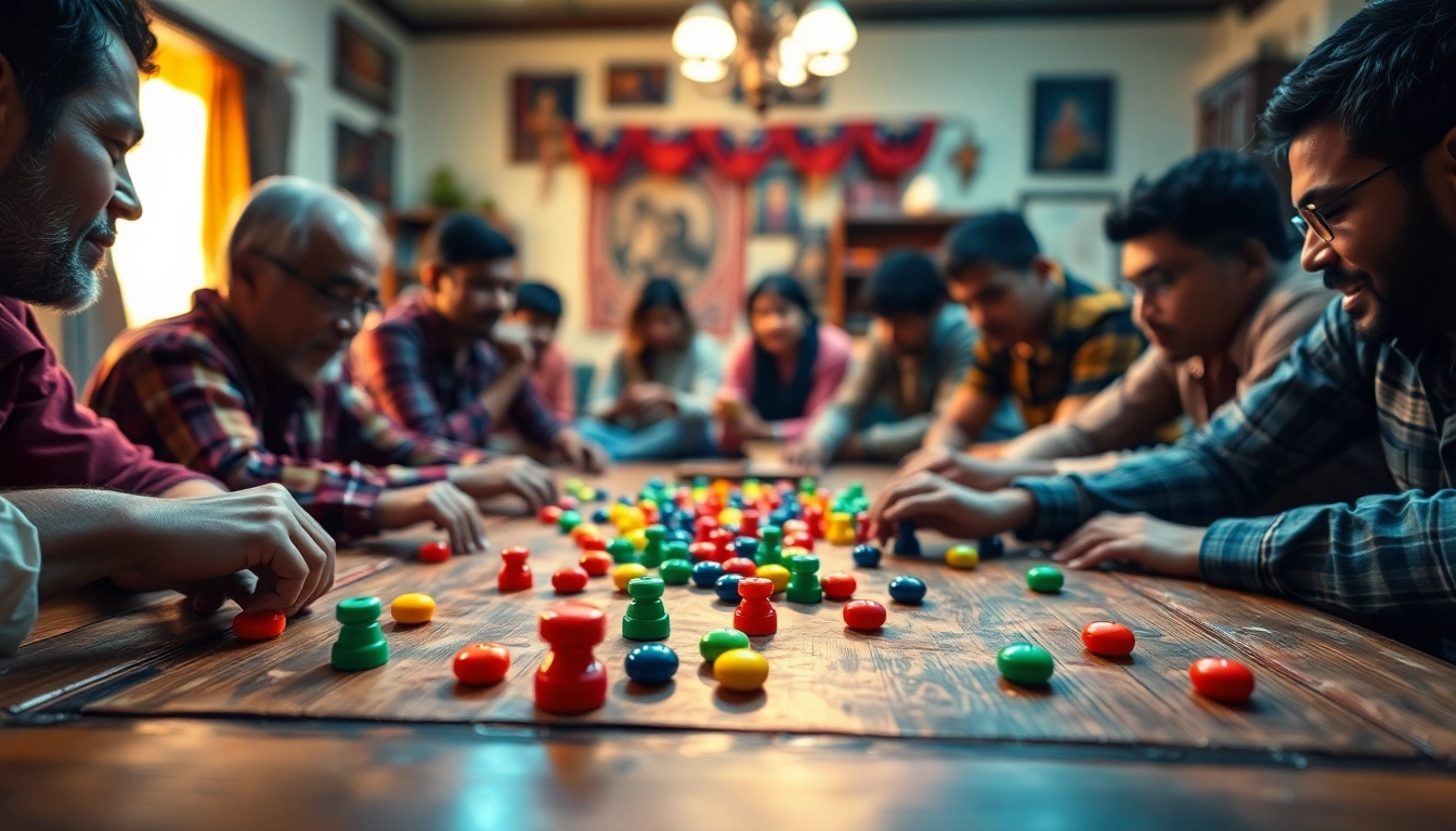 Players enjoying daman games in a cozy social setting, showcasing enthusiasm and strategy.