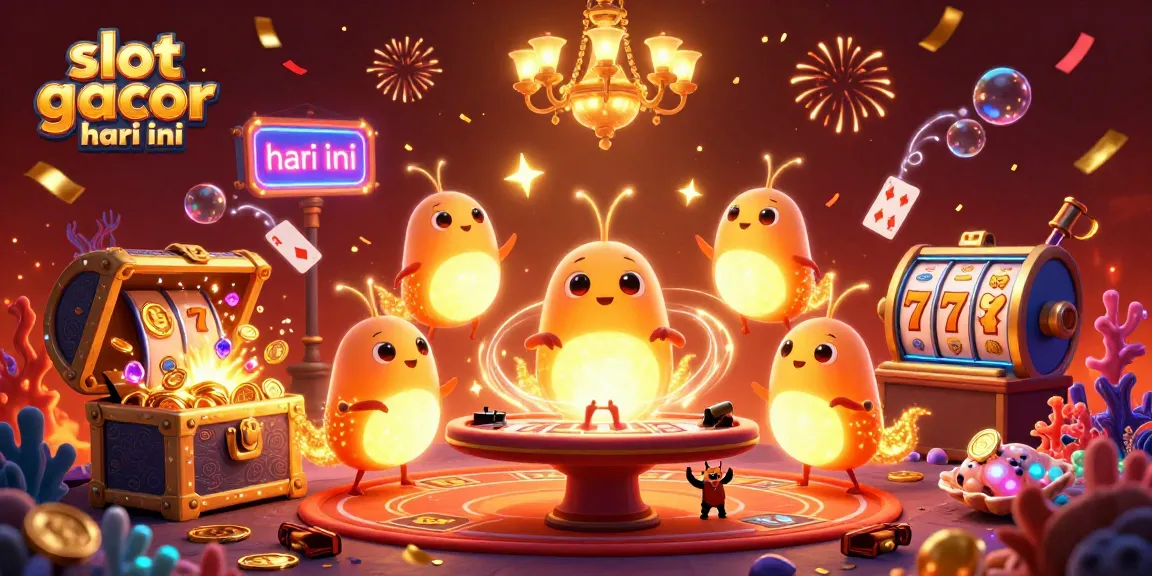 Experience slot gacor hari ini with a vibrant casino scene filled with glowworms and game elements.