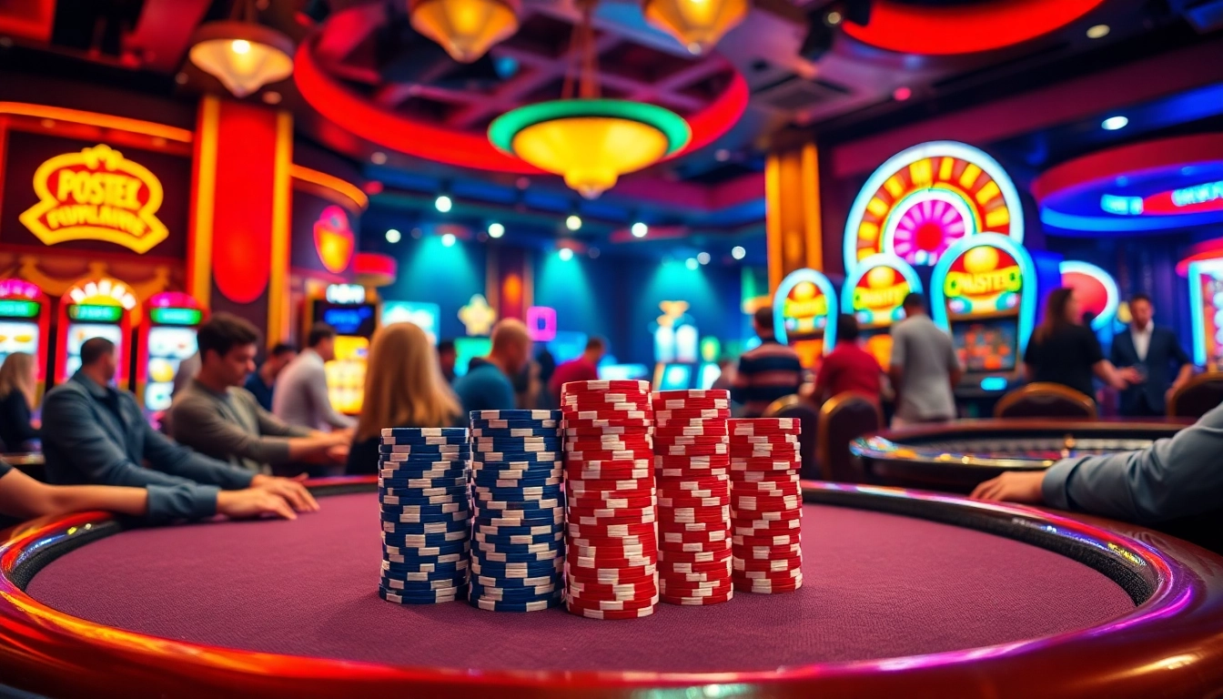 Players engaging with POSTEK C168/300s poker chips at a lively casino table.