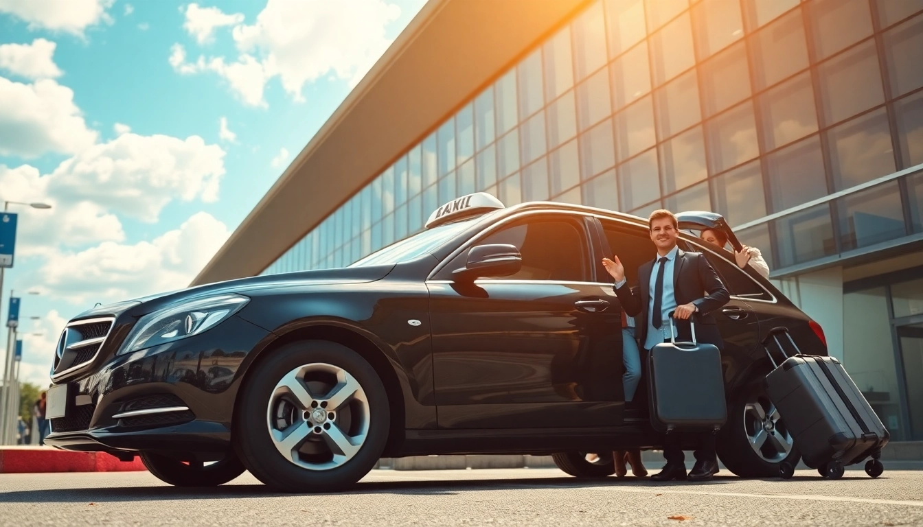 Efficient taxi nottingham to birmingham airport service with passengers at the terminal.