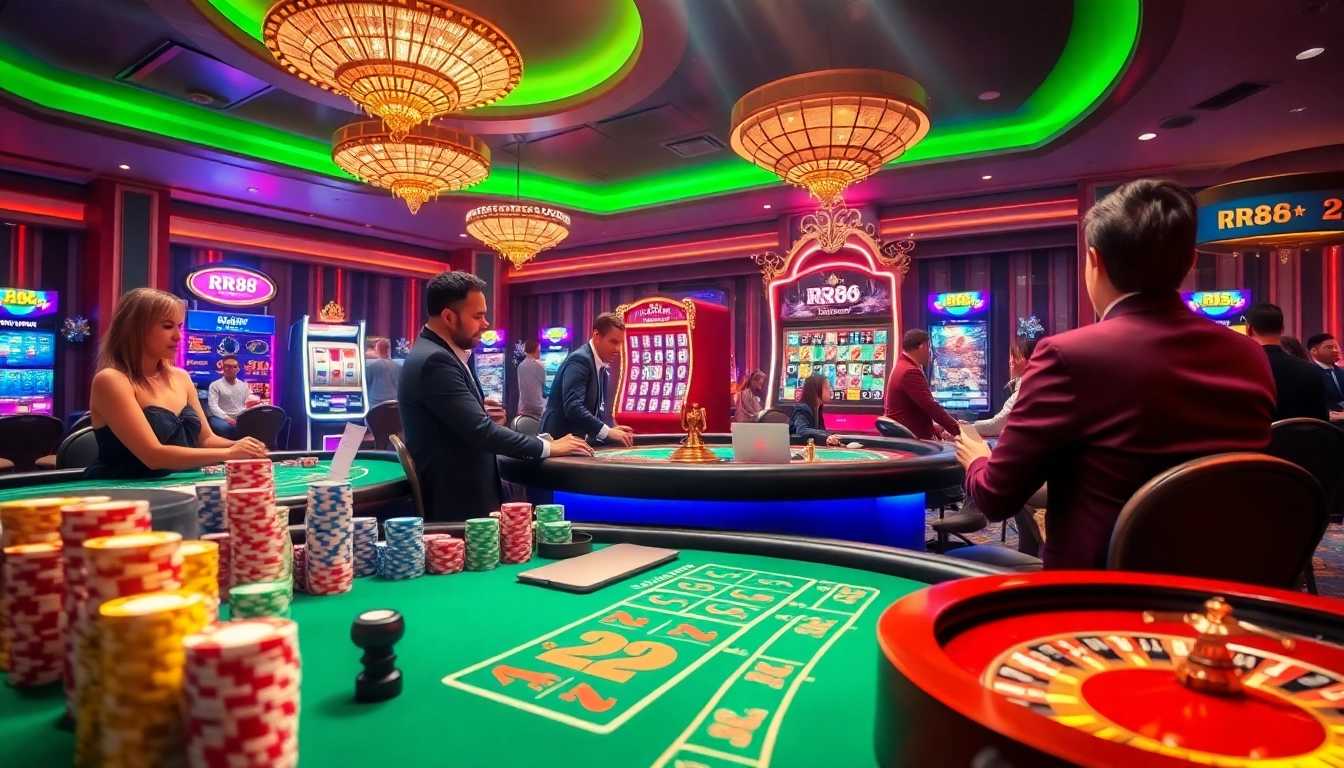 rr88 players enjoying an exciting gambling experience at a vibrant casino table
