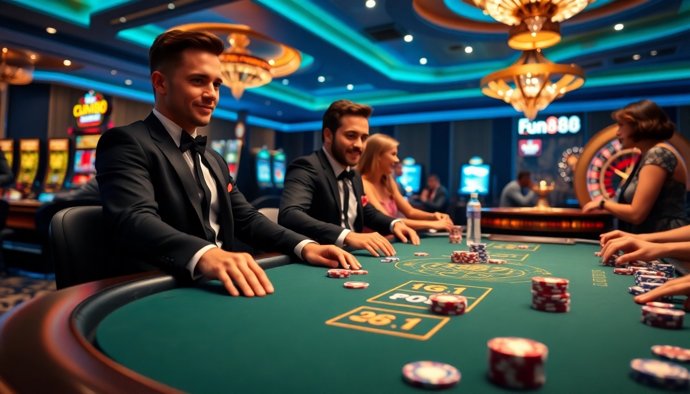 Experience the thrill of Fun88 with vibrant games and luxury casino visuals.