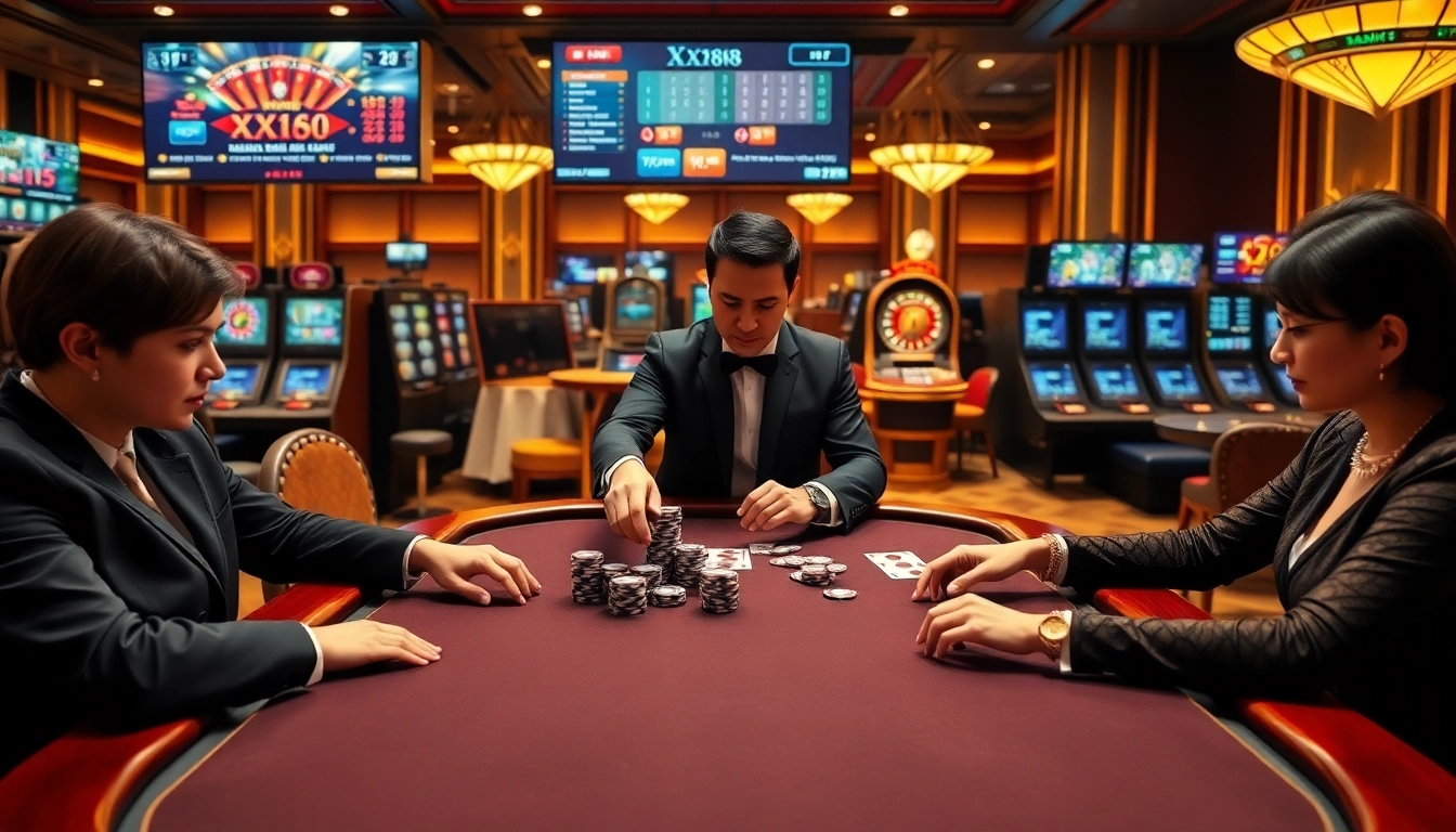 Players engage in a high-stakes poker game at XX88 online casino.