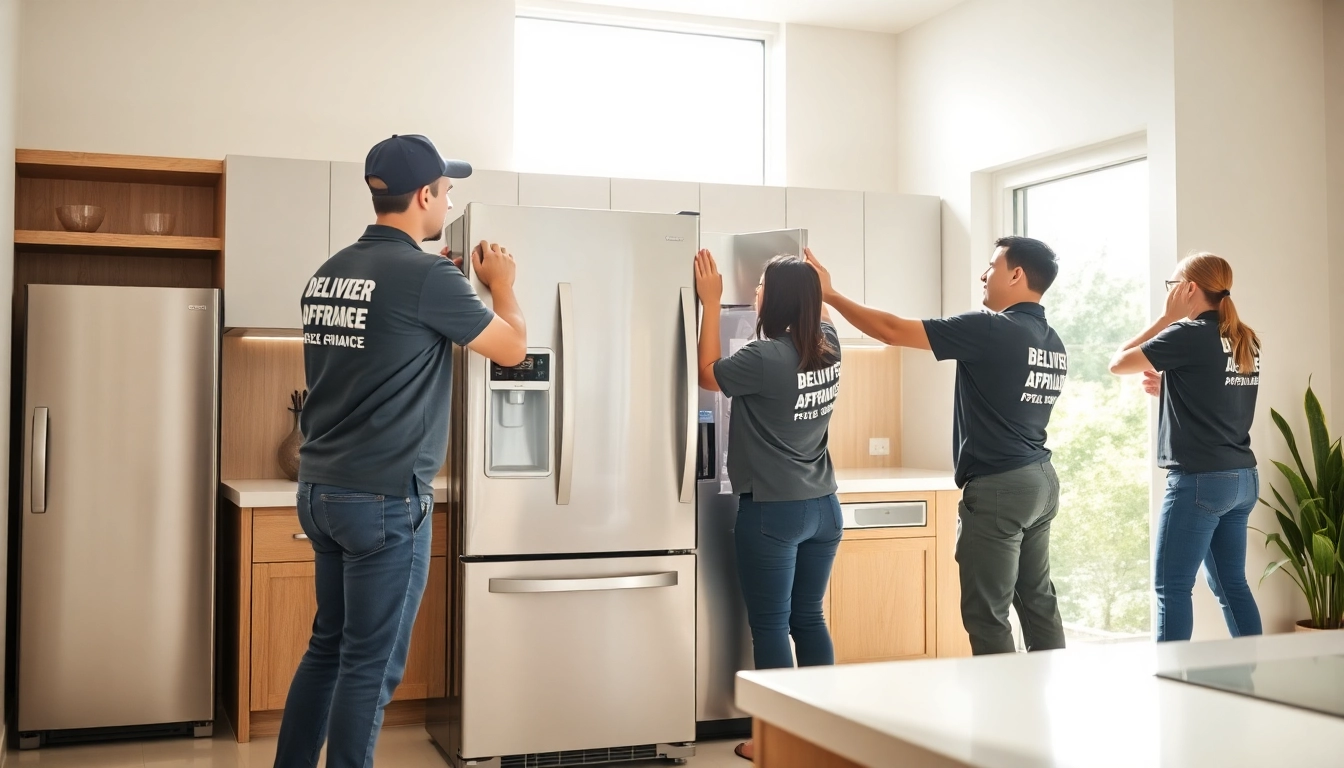Engaging appliance delivery & haul-away service in a modern kitchen setting.