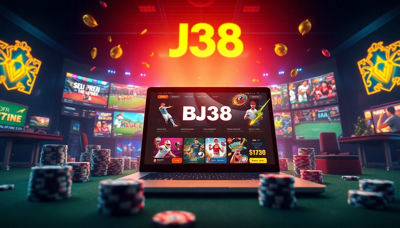 BJ38 online betting platform showcasing diverse gaming options with vibrant graphics and engaging interface.