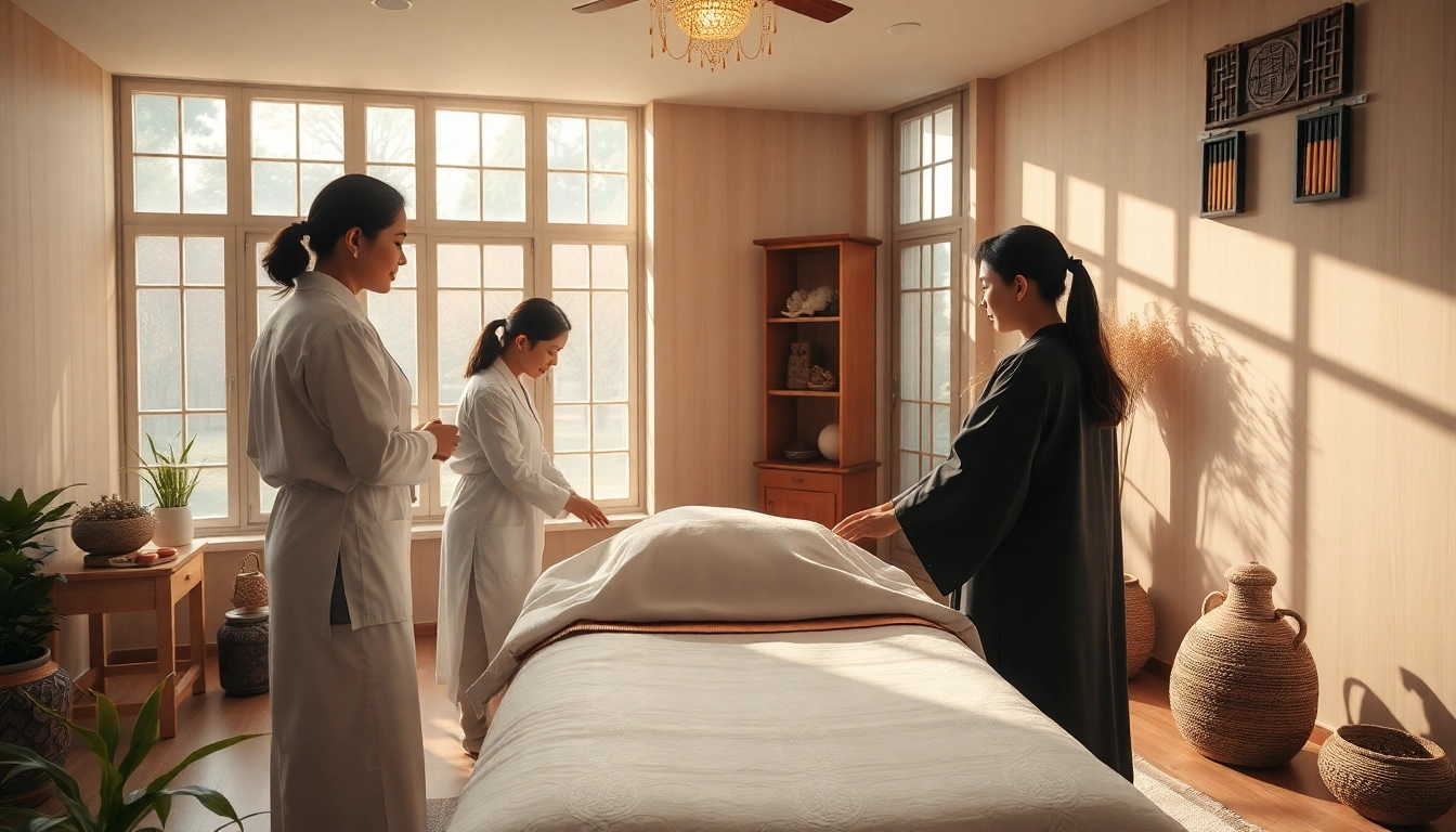 Menerapkan TCM dalam sesi terapi santai di klinik yang menenangkan.