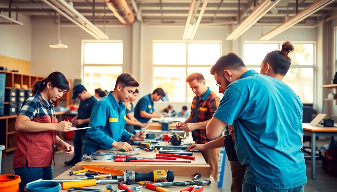 Students actively participating in training at hawaii trade schools, showcasing hands-on skills.