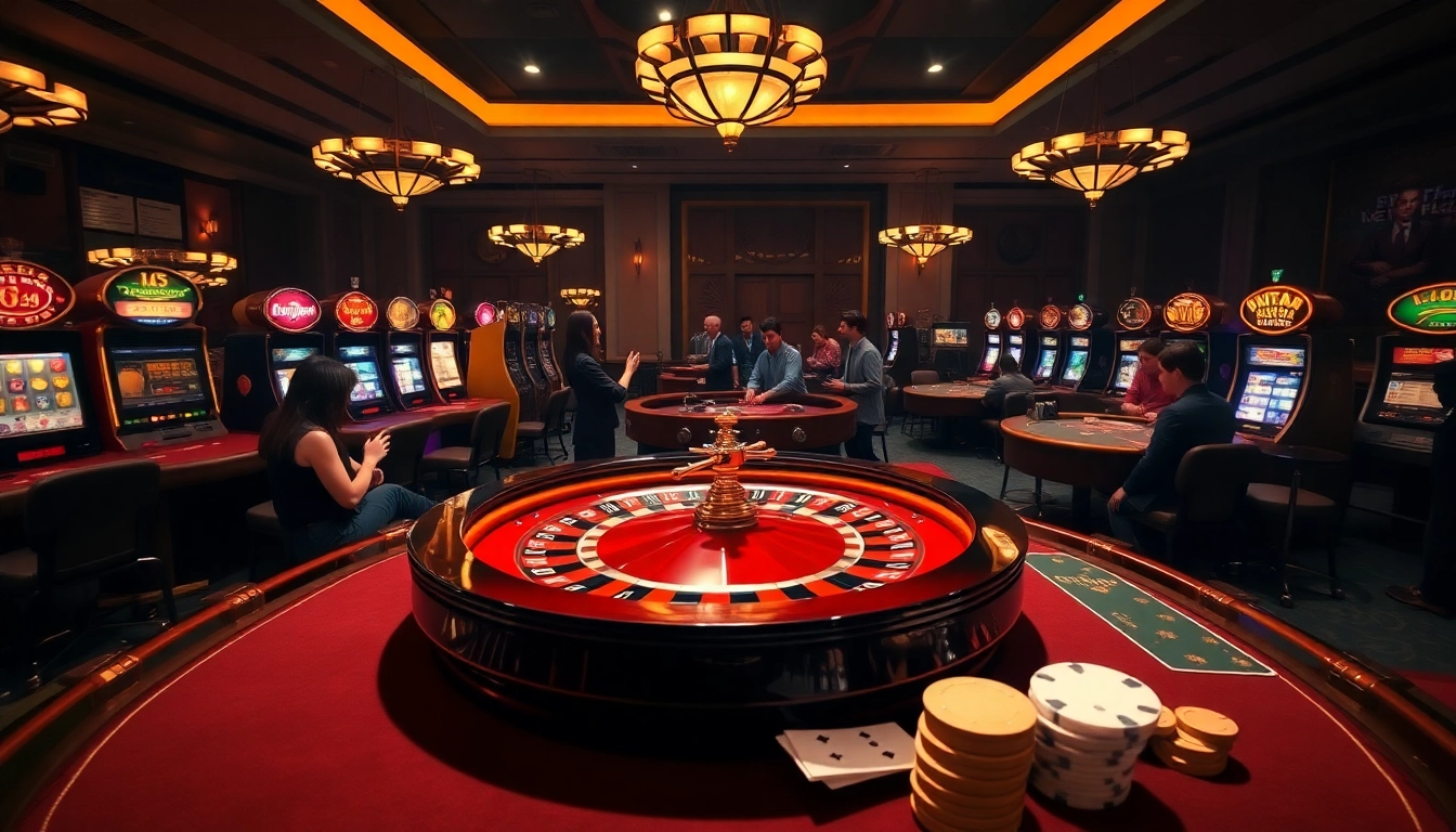 Engage with the thrilling atmosphere of https://mm88.co.in/ at a luxurious casino with roulette and poker tables.