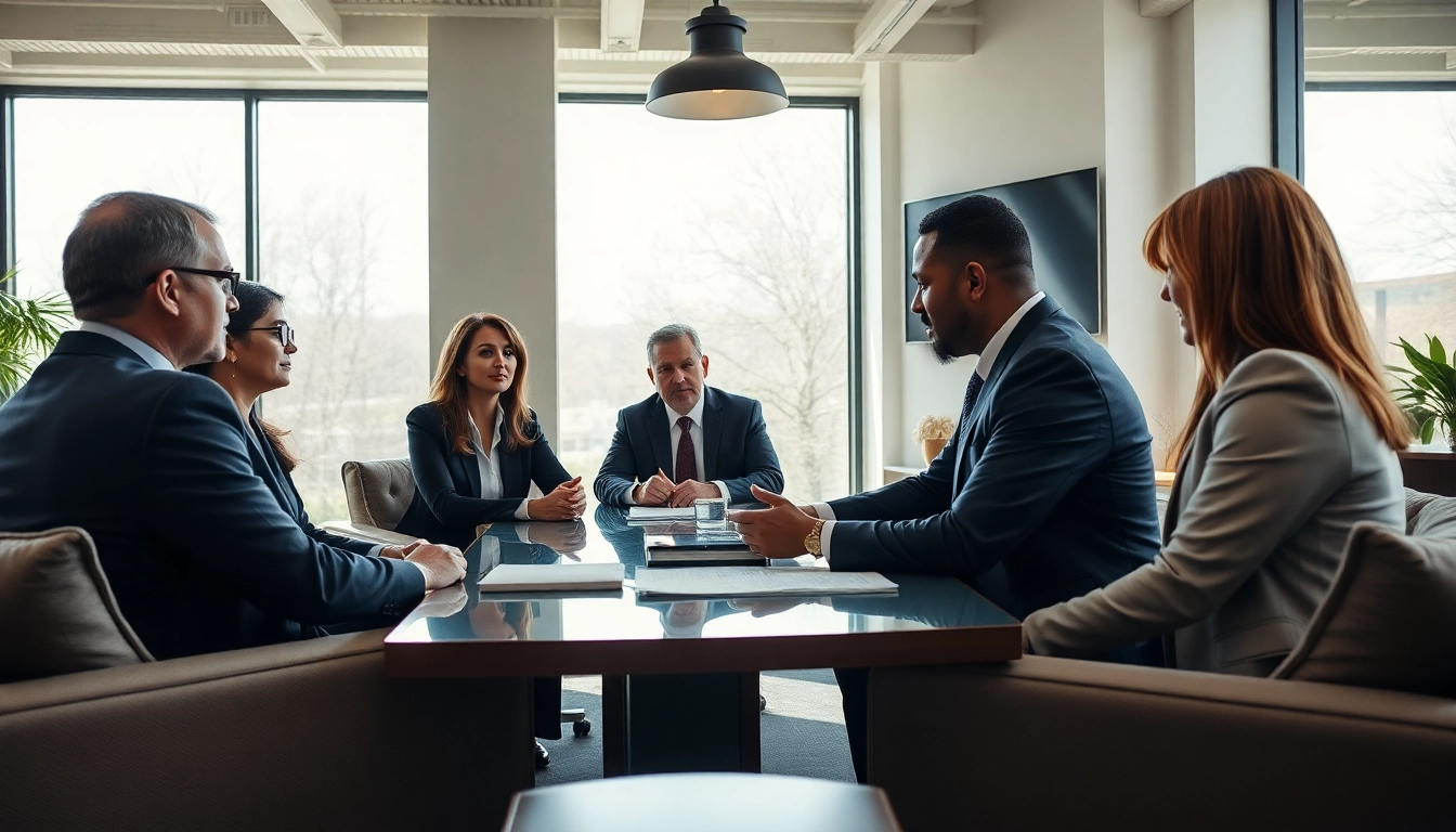 Greenville Personal Injury Lawyers collaborating in a modern office environment.