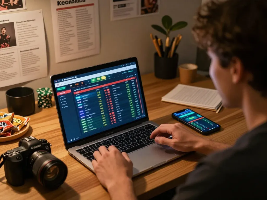Person engaging with Keonhacai's betting app at home, excitedly placing a bet on live sports.