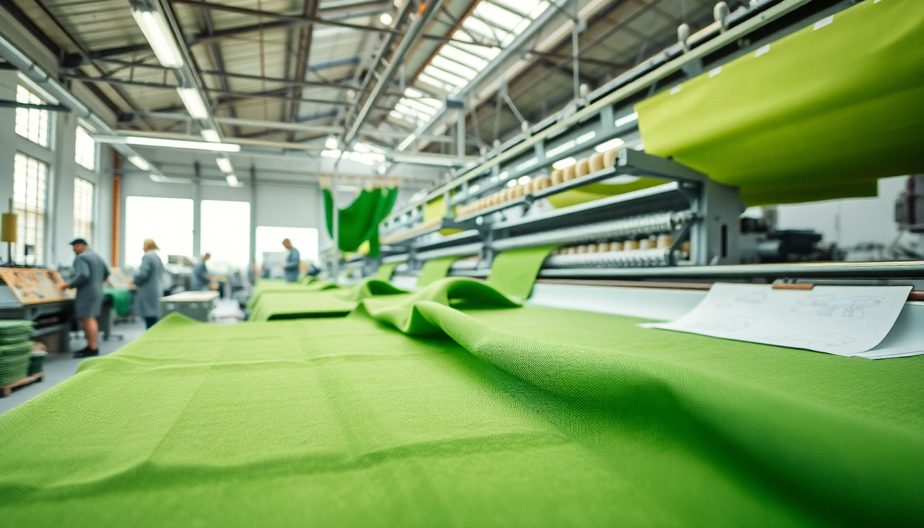 Duurzame stoffen worden vervaardigd in een milieuvriendelijke fabriek met focus op ecologische textielproducten.