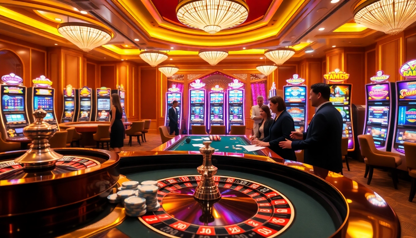 Engaged players enjoying a pragmatic slot machine in a luxurious casino setting.