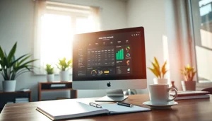 Streamline your operations with order processing software displayed on a sleek workspace setup.