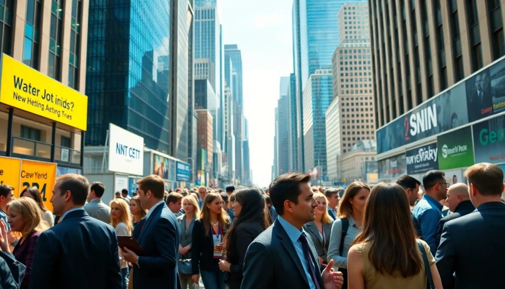 Browse jobs new york with diverse professionals networking in a vibrant NYC career fair.