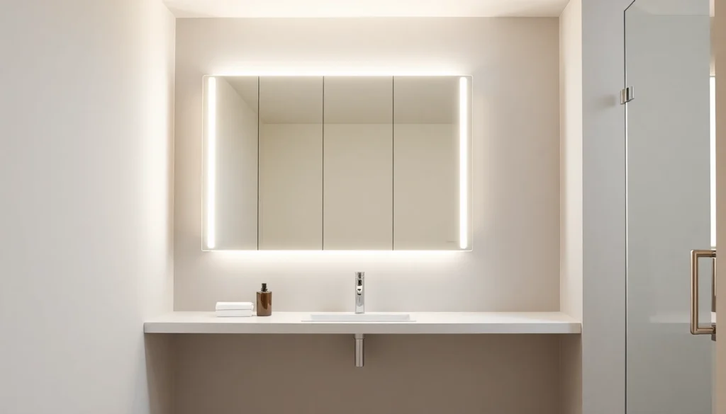 Praktischer sonni Spiegelschrank mit modernem Design und integrierter Beleuchtung.