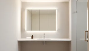 Praktischer sonni Spiegelschrank mit modernem Design und integrierter Beleuchtung.