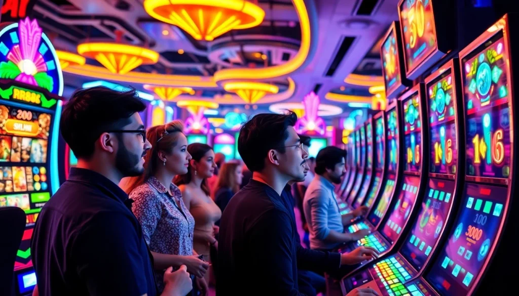 Engaging gamers at RR88 interactive slot machines in a vibrant digital casino.