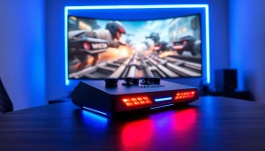 Experience the thrill of gaming with the advanced RR 88 console on a modern gaming desk.