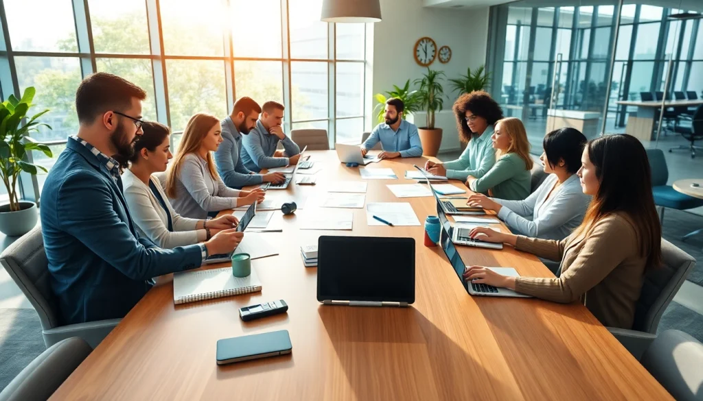 Collaborative team at https://valuesfirst.com working on innovative solutions in a modern office.