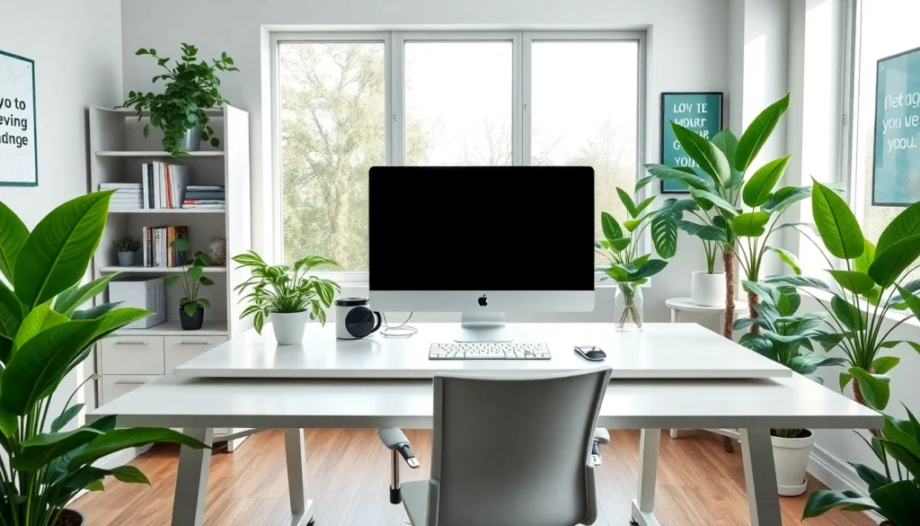 Bekijk de professionele werkruimte met een moderne computeropstelling op https://www.stofnodig.nl.