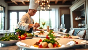 Experience Private chef Sint Maarten preparing a gourmet meal in an elegant kitchen.