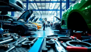 Beusselstraße autowerkstatt mit Mechanikern beim Arbeiten an Fahrzeugen in lebendiger Umgebung