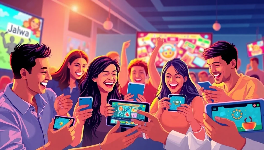 Jalwa game login screen showcasing interactive features and enthusiastic players engaging online.