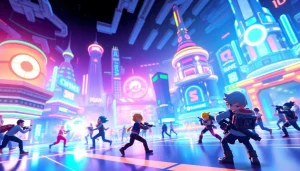 Menggambarkan daftar ggsoft game dengan karakter animasi beraksi dalam lingkungan permainan digital yang dinamis.