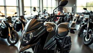 Kaufe gebrauchte Motorräder kaufen in einem modernen Showroom mit verschiedenen Modellen.