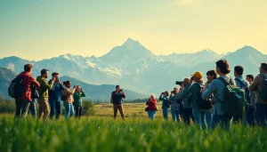 A breathtaking travel scene featuring diverse travelers at https://travelvixta.com capturing nature's beauty.