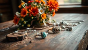 Discover exquisite handcrafted jewelry at https://www.lyliarose.com, elegantly displayed with vibrant flowers.