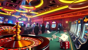 KJC AC 2 - Exciting casino scene with roulette, poker chips, and slot machines.