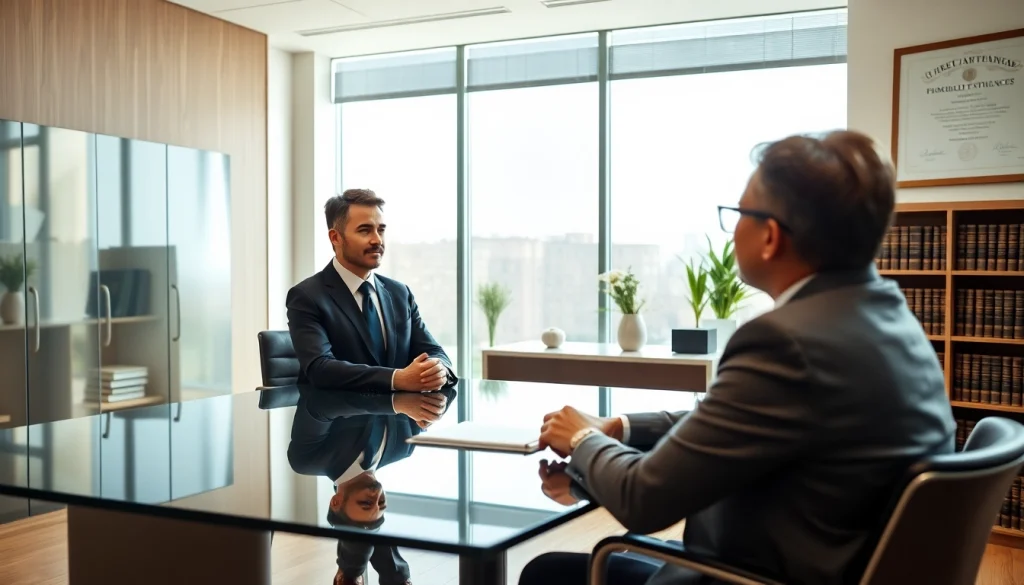 Consultation at https://www.arcalaw.com between an attorney and client in a professional law office.