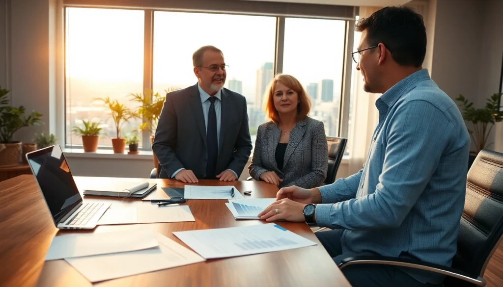 Consultation on retirement planning San Antonio with a couple and advisor in a professional office setting.