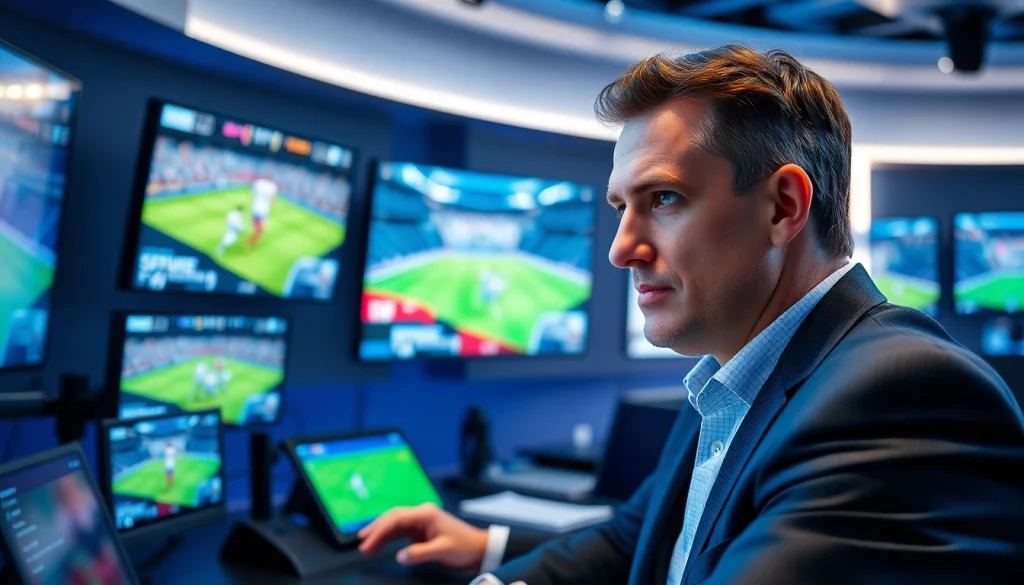 스포츠중계 이슈를 전하는 전문가의 고화질 방송 모습