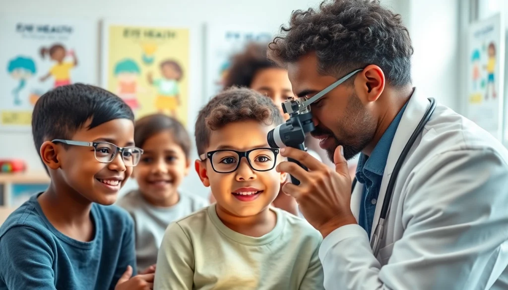 Assessing children's vision with expert guidance in Our Children's Vision clinic.