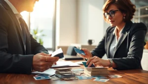 신용카드 현금화 과정에서 전문가가 상담하는 모습