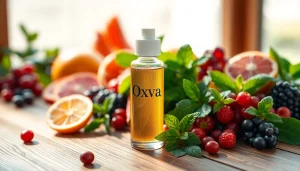 Erleben Sie den fruchtigen Geschmack von Oxva Liquid mit frischen Kräuter- und Obstakzenten.