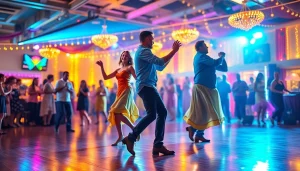 Experience the vibrant energy of Carolina Dance through skilled dancers on a lively dance floor.