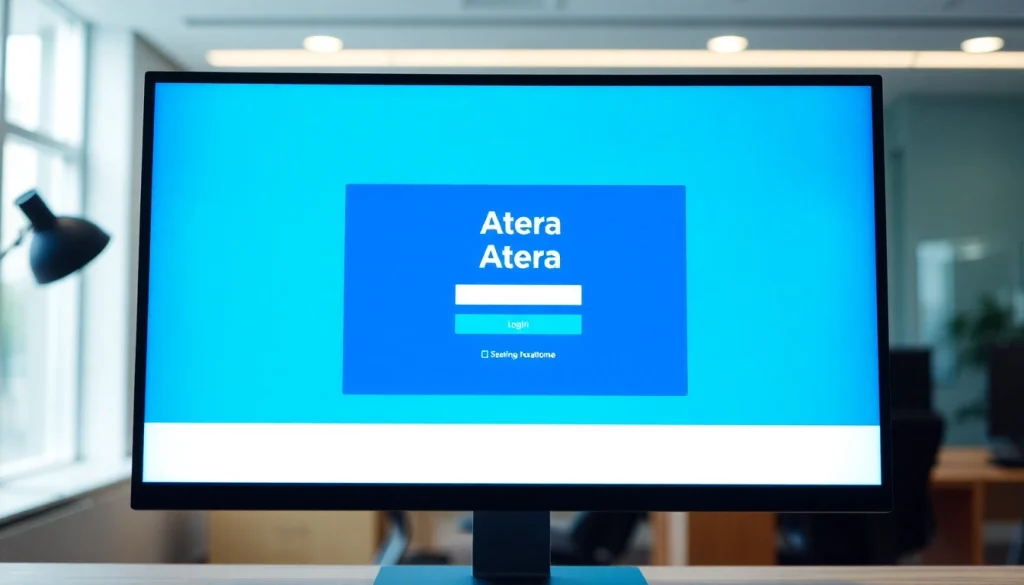 Atera login screen displayed on a modern computer, showcasing secure access features.