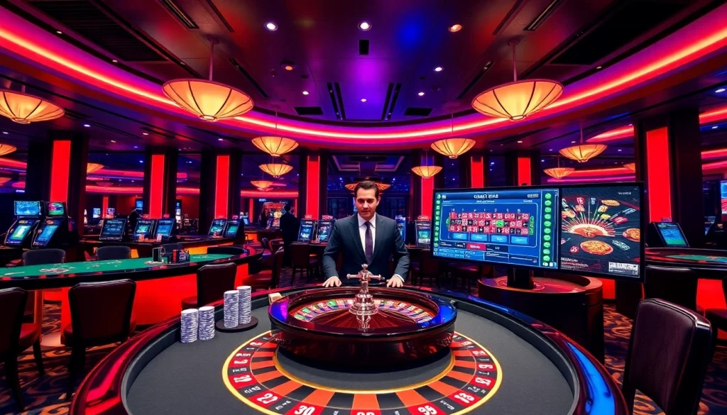Exciting casino scene at U888C3 showcasing a roulette table and gambling chips.