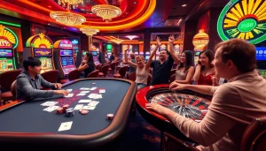 Players experiencing the excitement of gambling at king88's luxurious casino environment.