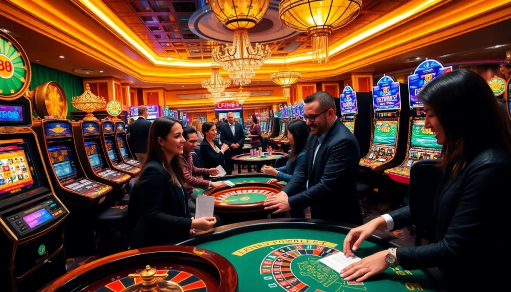 Players immersed in multiple games at https://king88.estate/, showcasing a vibrant casino atmosphere.