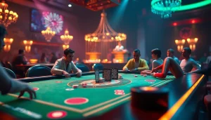 betdasorte oferece uma experiência vibrante em apostas, destacando jogadores em uma mesa de cassino ao vivo.