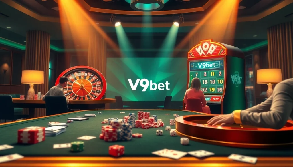 Engaged players enjoying games at V9 bet casino, showcasing excitement and high stakes.