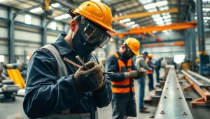 Steel fabricators near me demonstrating craftsmanship in a busy workshop environment.