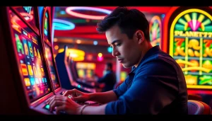 Main player enjoying the excitement of the PLANET77 game in a vibrant online gaming setting.